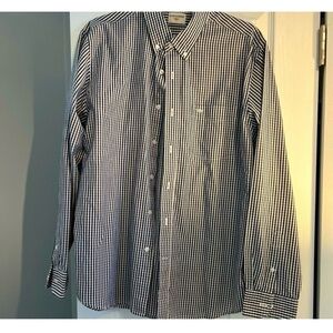 Dockers men's long sleeve taupe and navy checked button down shirt size L.